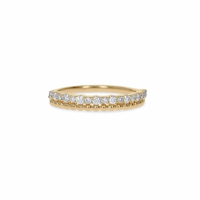 Diamond Stacked Bead Ring Fashionable Finish