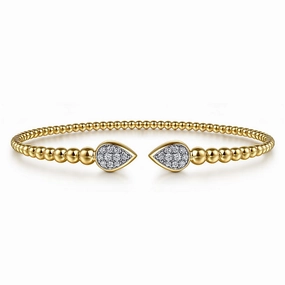 Customer Loved 14K Yellow Gold Bujukan Pave Diamond Split Bangle Bracelet