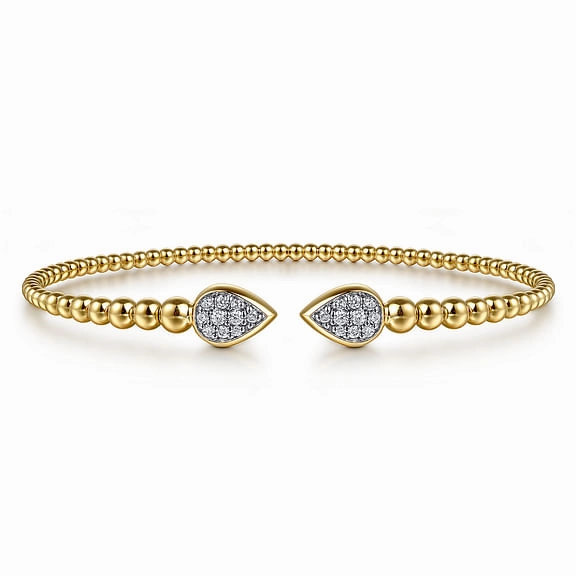 Customer Loved 14K Yellow Gold Bujukan Pave Diamond Split Bangle Bracelet