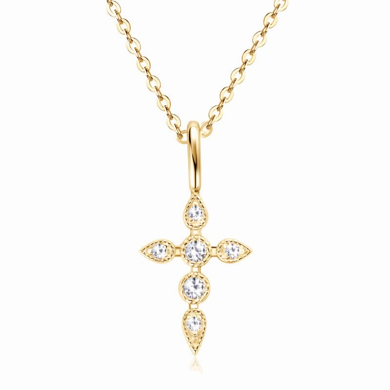 Delicate Cross Pendant Necklace | S925 | Moissanite Style Accessory Birthday Present