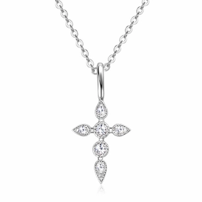 Dainty Finish Perfect Pair Delicate Cross Pendant Necklace | S925 | Moissanite