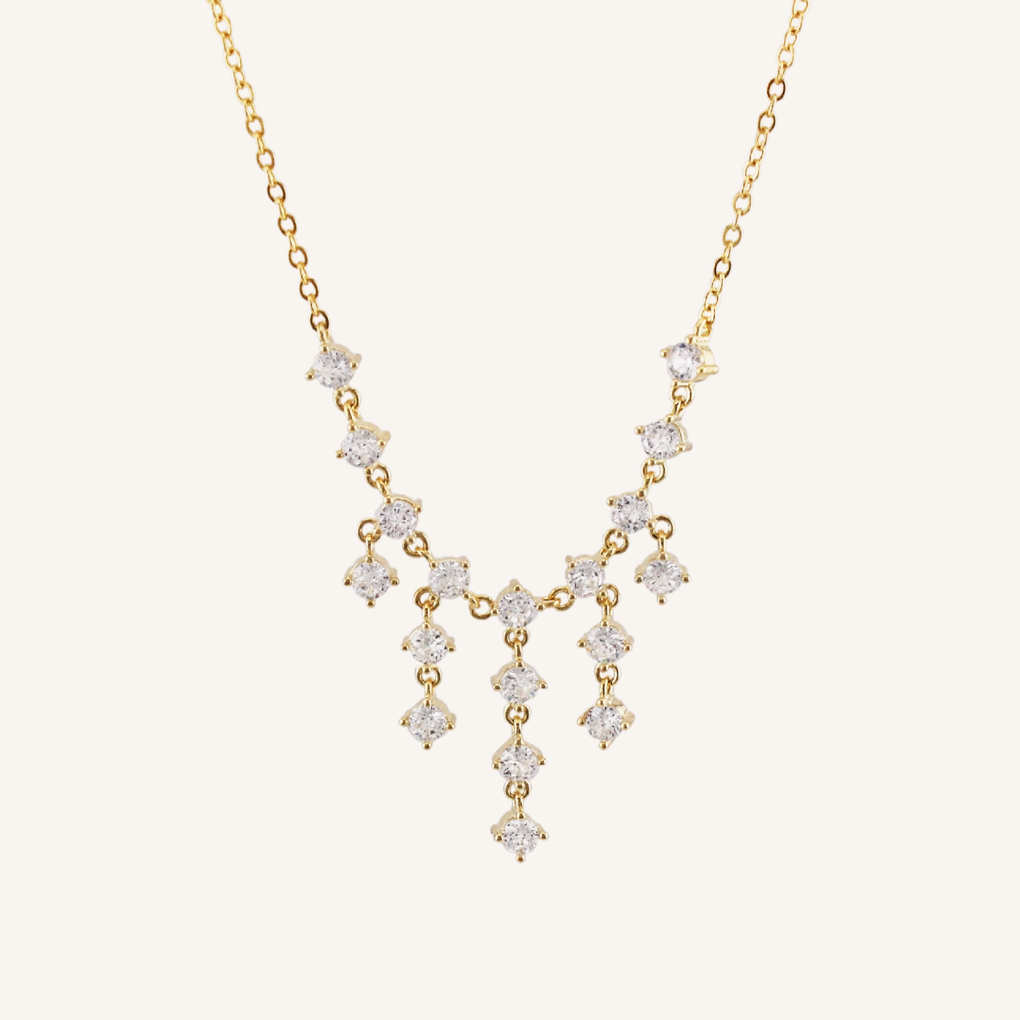 Luxury Adornment WATERFALL DIAMOND DROP NECKLACE