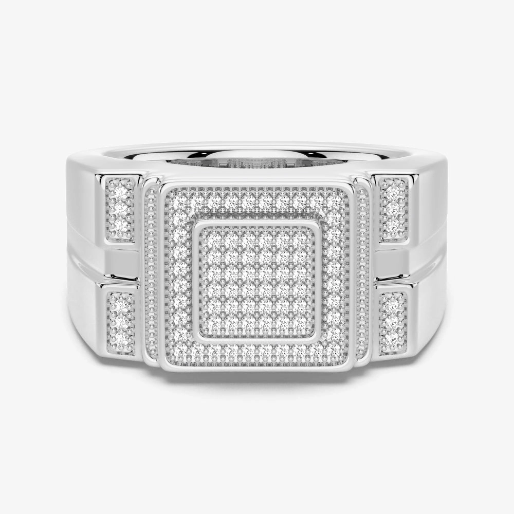 12mm Moissanite Micro Pave Square Stepped Men's Wedding Ring Seasonal Edge Vibrant Glam