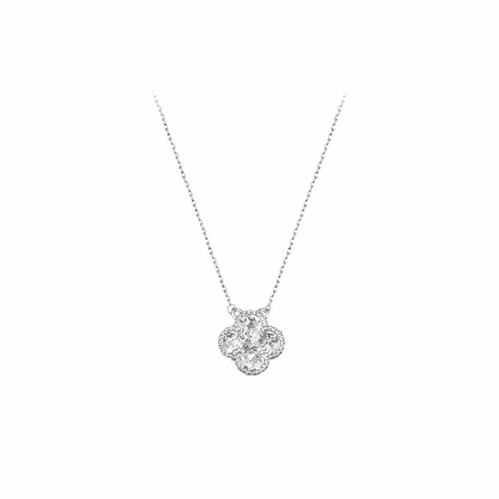 Crushed Ice Clover Necklace | S999 | Pure Silver Protective Adornment