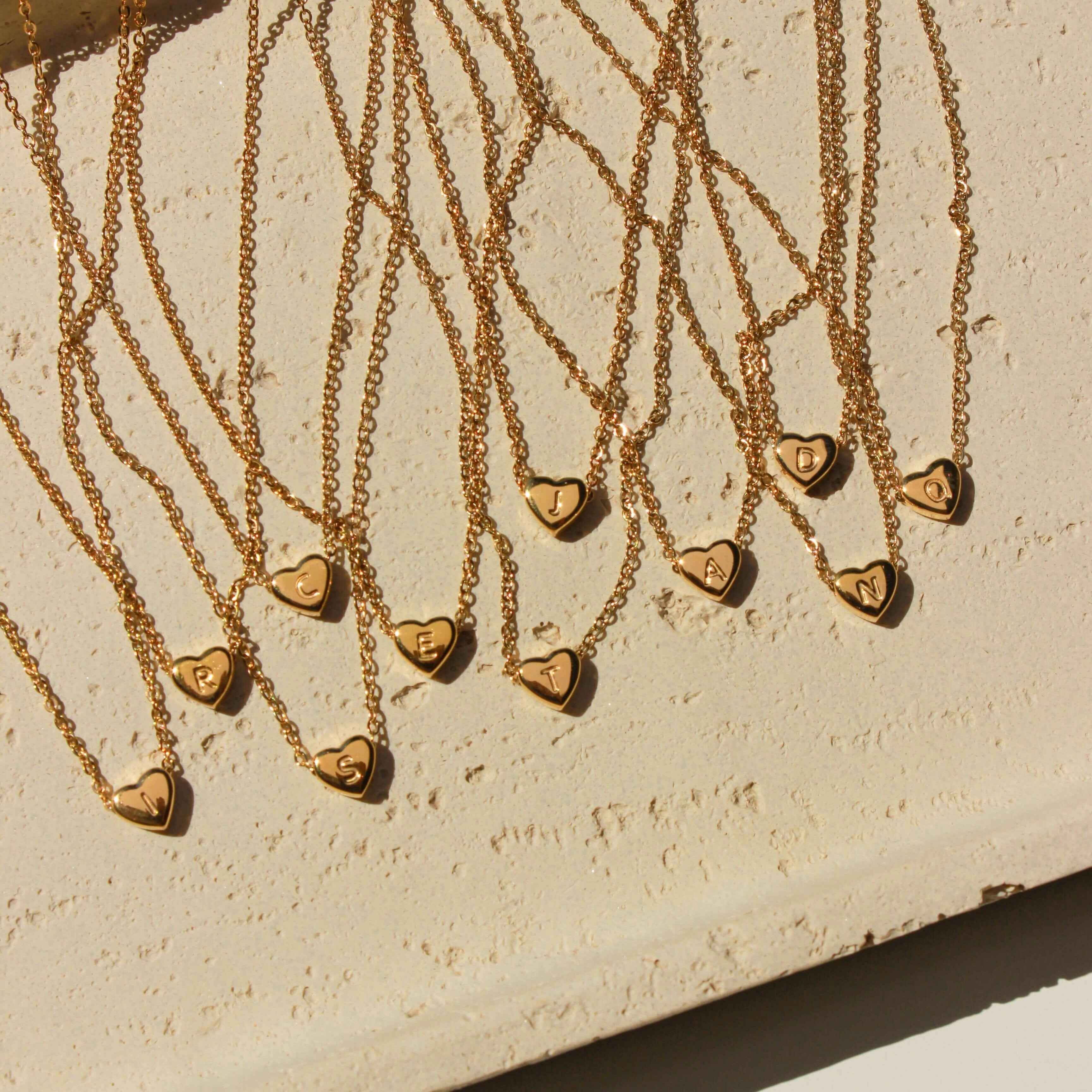 Stylish Youth Splendid Adornment MINI INITIAL HEART BEAD NECKLACE