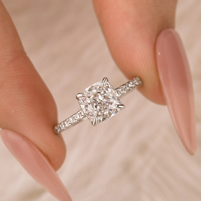 Shiny Gems Louily 1.5 Carat Cushion Cut White Sapphire Women's Engagement Ring