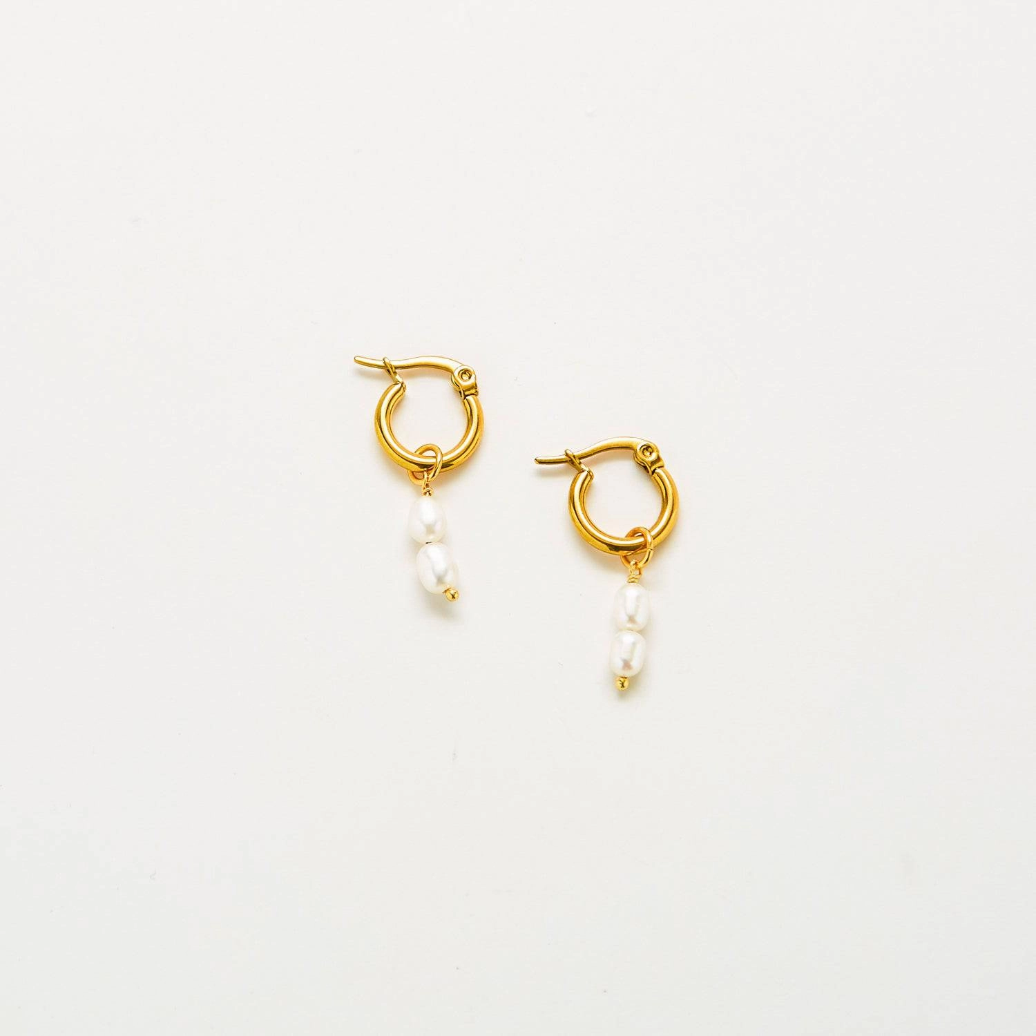 Luxurious Embellishment Magnificent Trinket Double Pearl Hoop Earrings