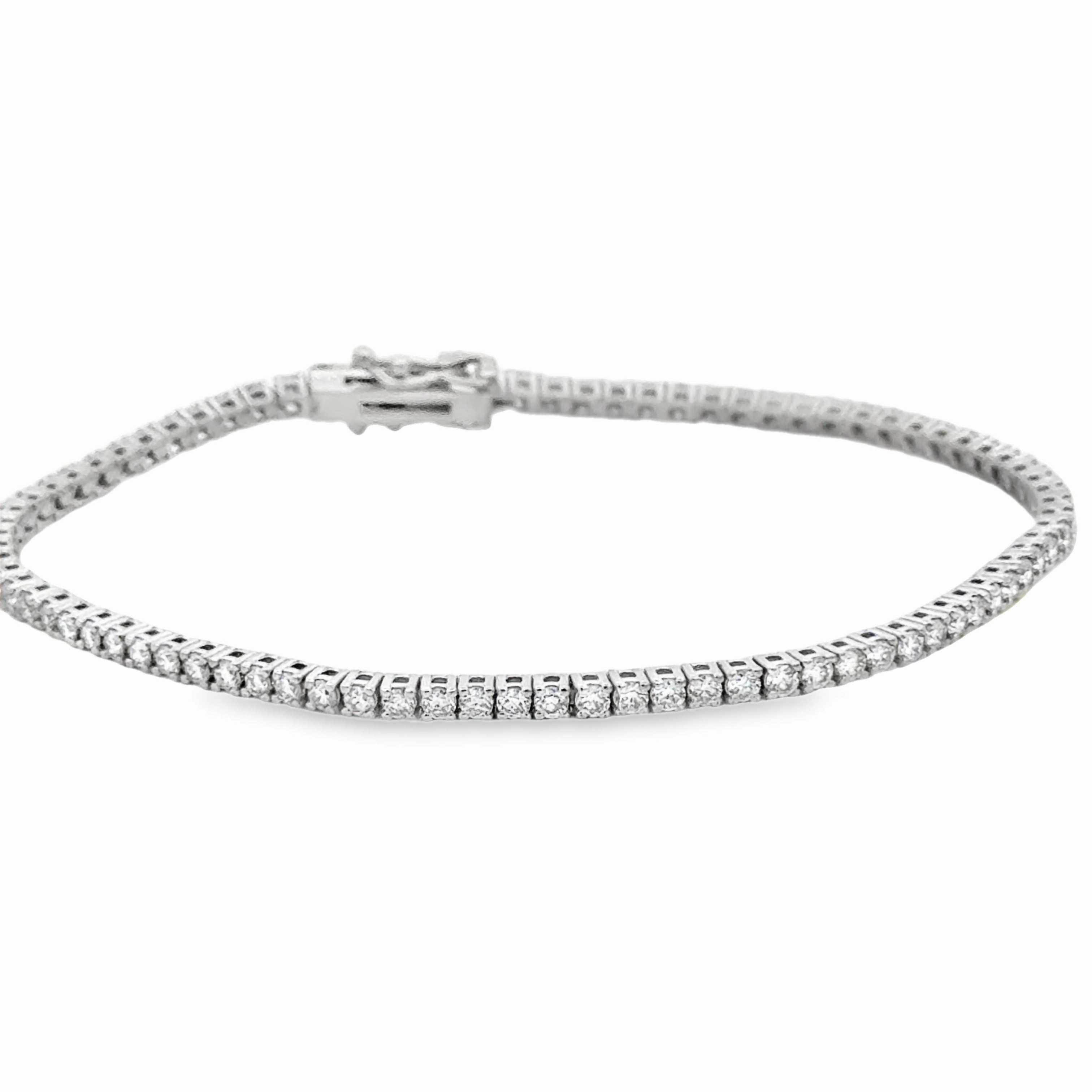Impeccably Presented 14K White Gold Diamond Tennis Bracelet - 2.18 Carats