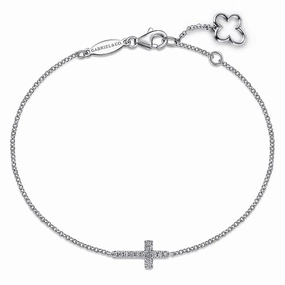 Endless Sight Economical Choice 14K White Gold Diamond Cross Chain Bracelet