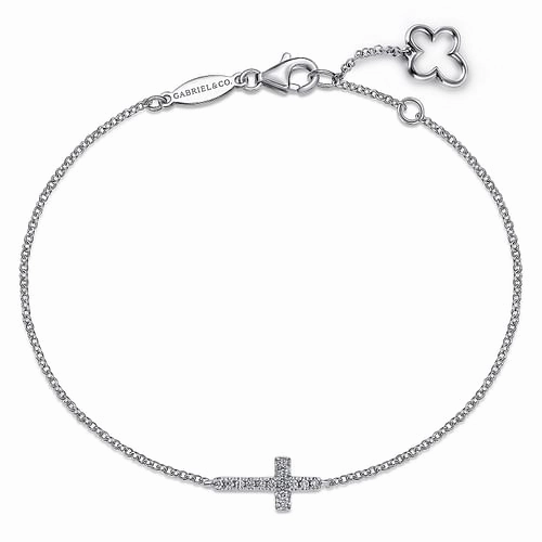 Endless Sight Economical Choice 14K White Gold Diamond Cross Chain Bracelet
