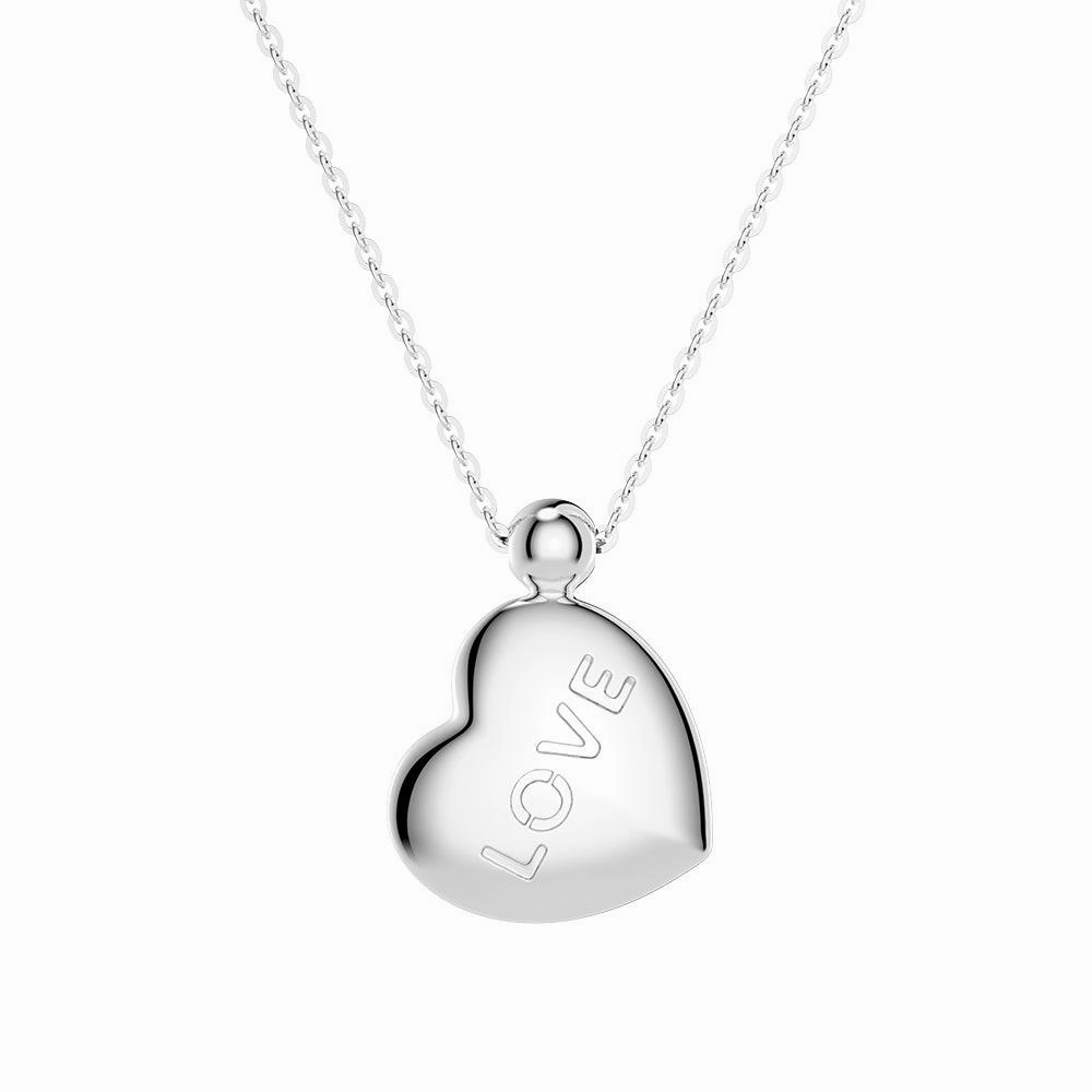 Double Side Engraved "Love" Heart Necklace Daywear Style