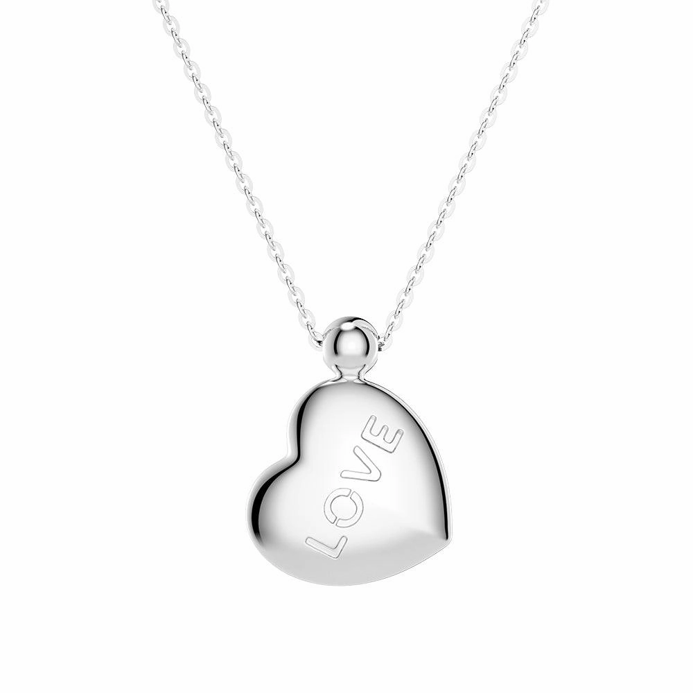Double Side Engraved "Love" Heart Necklace Elegant Embellishments Luminous Finish