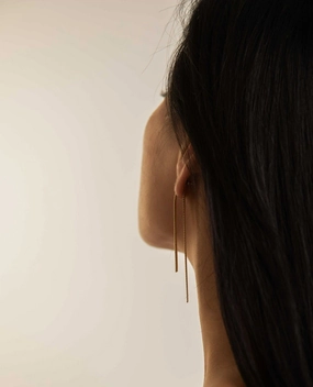 Duo Herringbone Long Tassel Ear Jacket Earrings Shiny Vibe