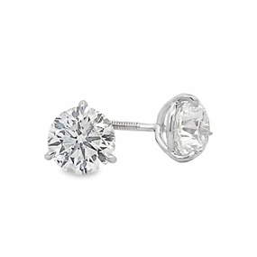 14K White Gold Diamond Solitaire Stud Earrings - 2.41 Carat Dainty Piece
