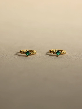 Dainty Twisted Hoop Earrings with Green Zironcon Gorgeous Vibe Radiant Style