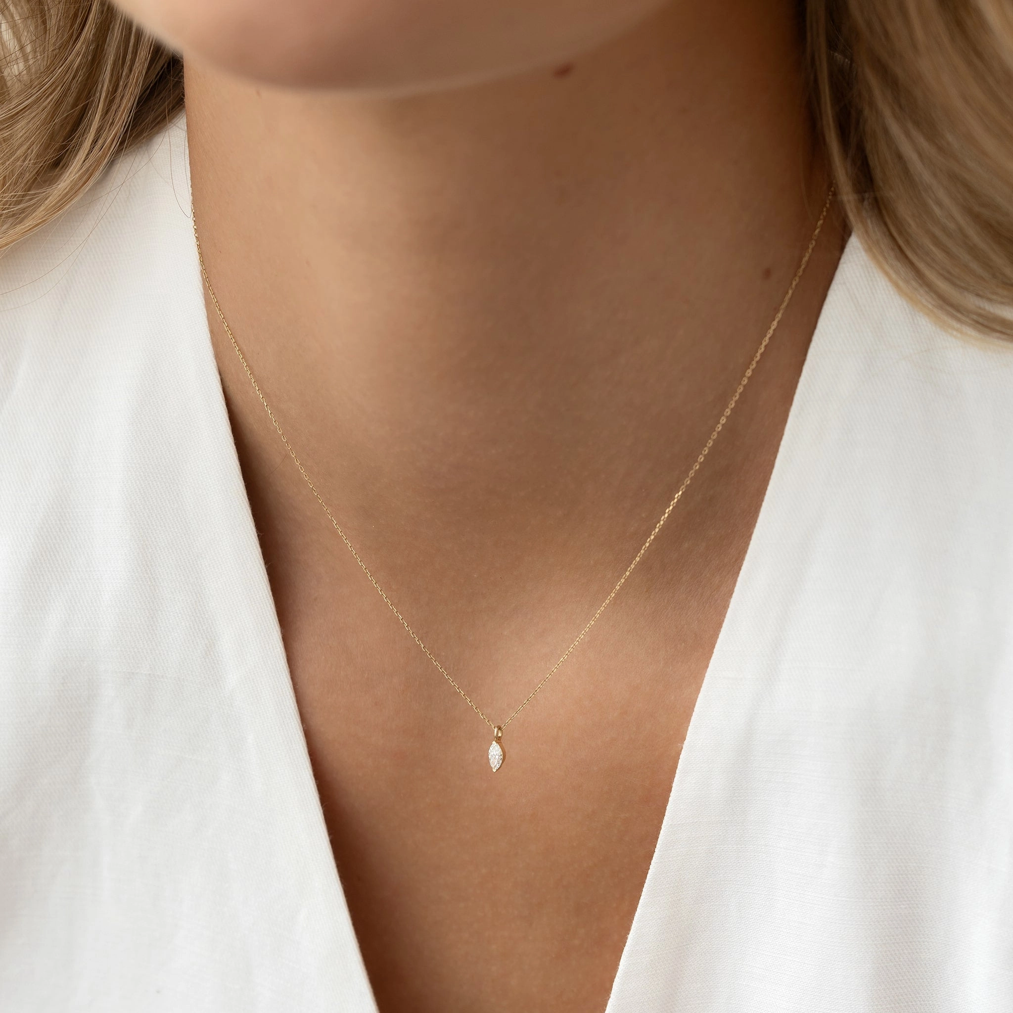Marquise Diamond Necklace 14k Gold - Violetta Vibrant Gifts