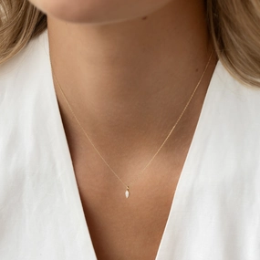 Marquise Diamond Necklace 14k Gold - Violetta Handmade Art