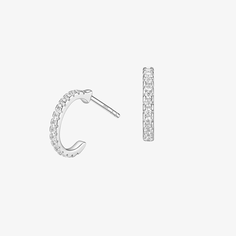 Polished Radiance Sterling Silver Stud Huggie Hoop Earrings