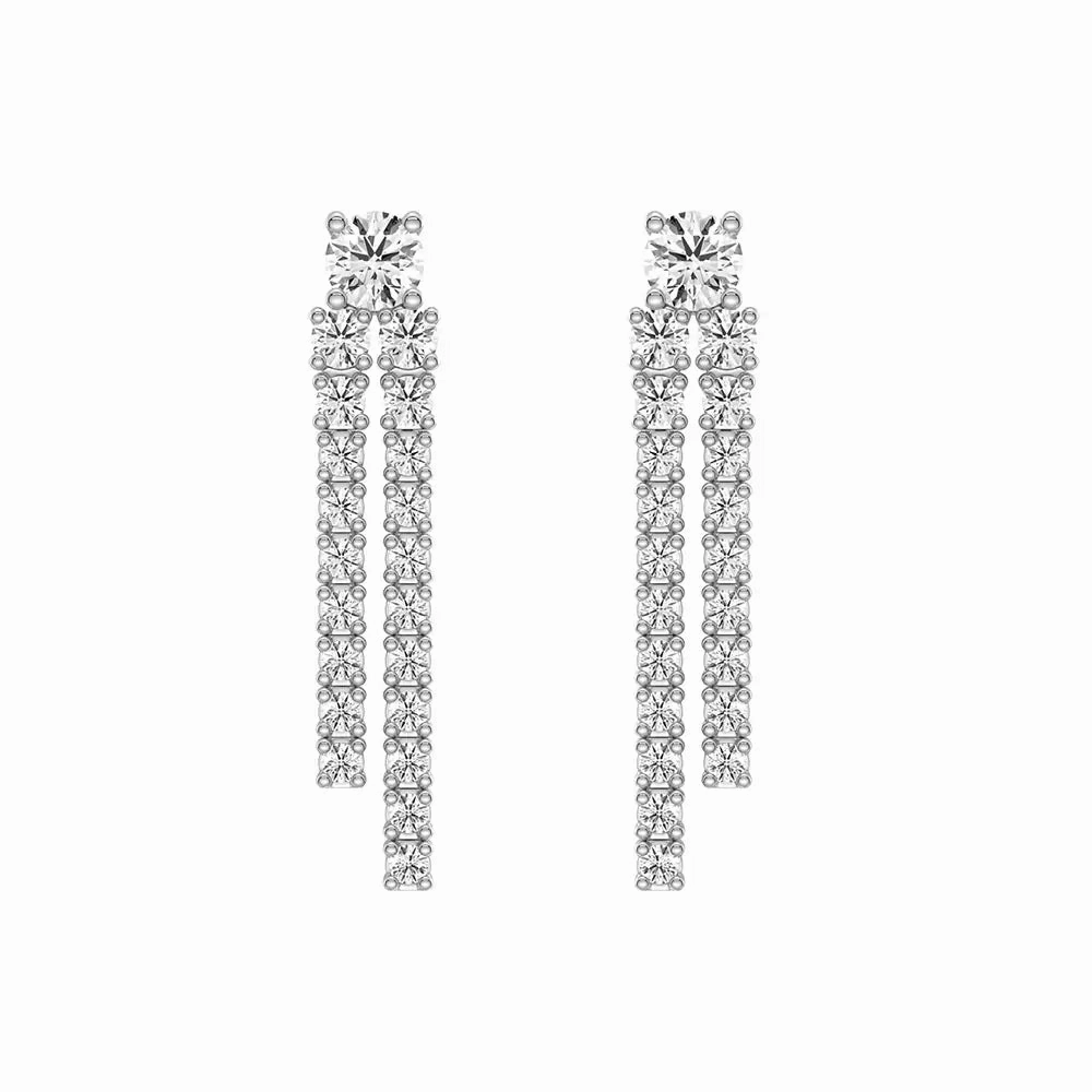 Chic Line Youthful Glow Dynamic Stud Earrings with Tremble Diamond Fringe Drops