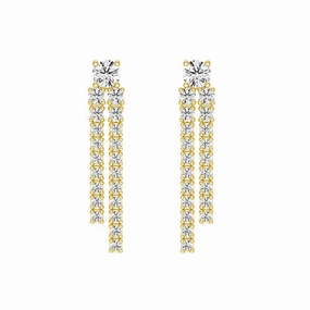 Timeless Gifts Sophisticated Accent Dynamic Stud Earrings with Tremble Diamond Fringe Drops