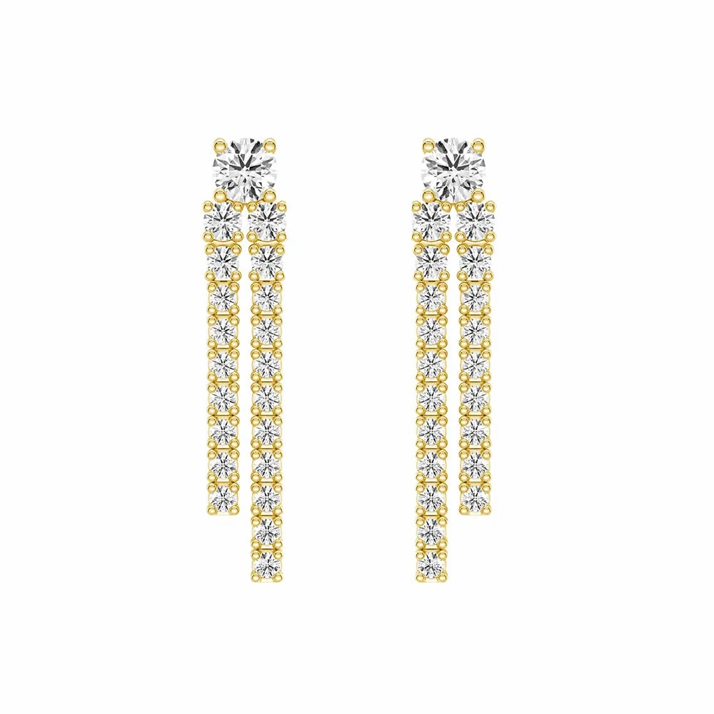 Timeless Gifts Sophisticated Accent Dynamic Stud Earrings with Tremble Diamond Fringe Drops