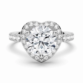 Brilliant Heart Moissanite Halo Engagement Ring Contemporary Style