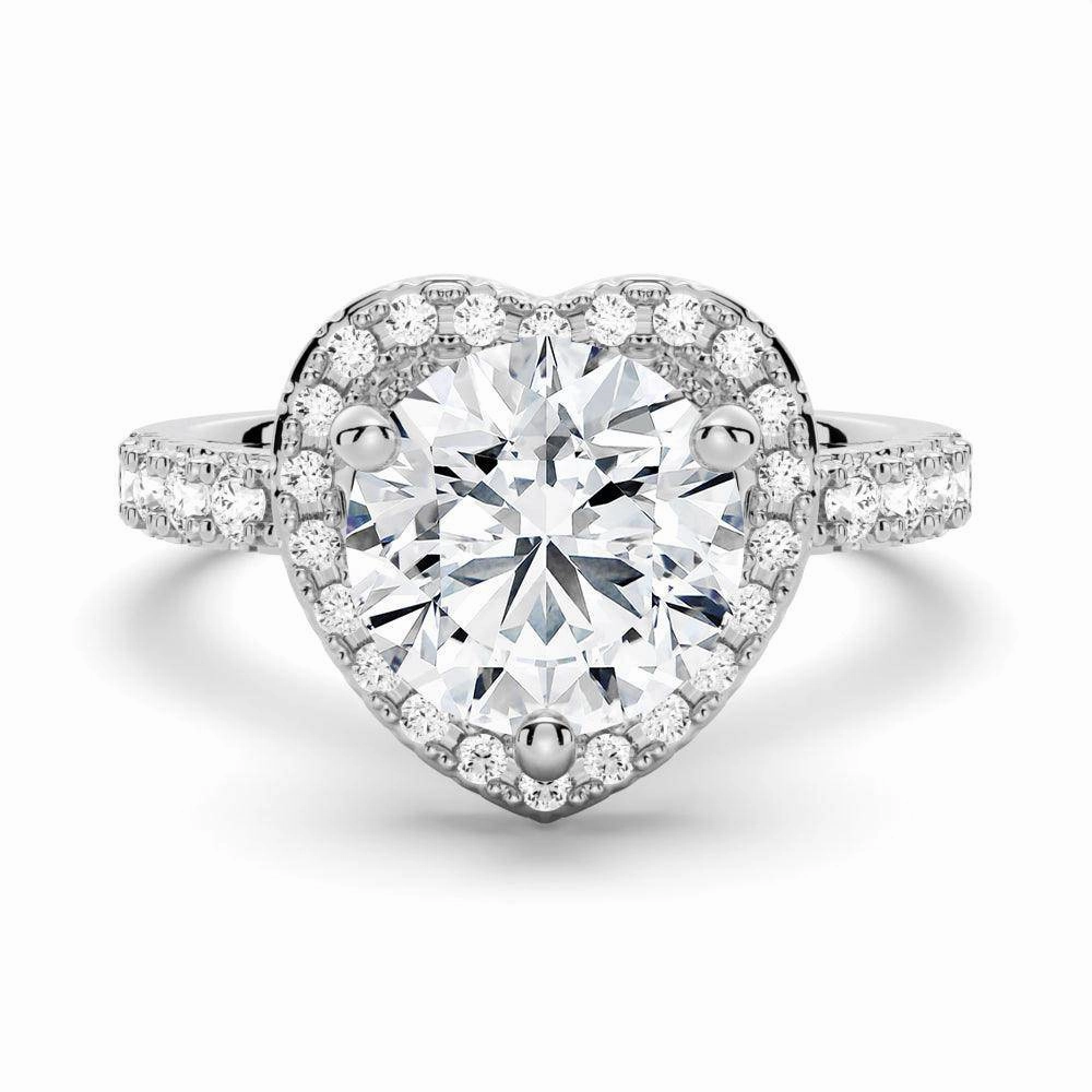 Brilliant Heart Moissanite Halo Engagement Ring Daily Gift