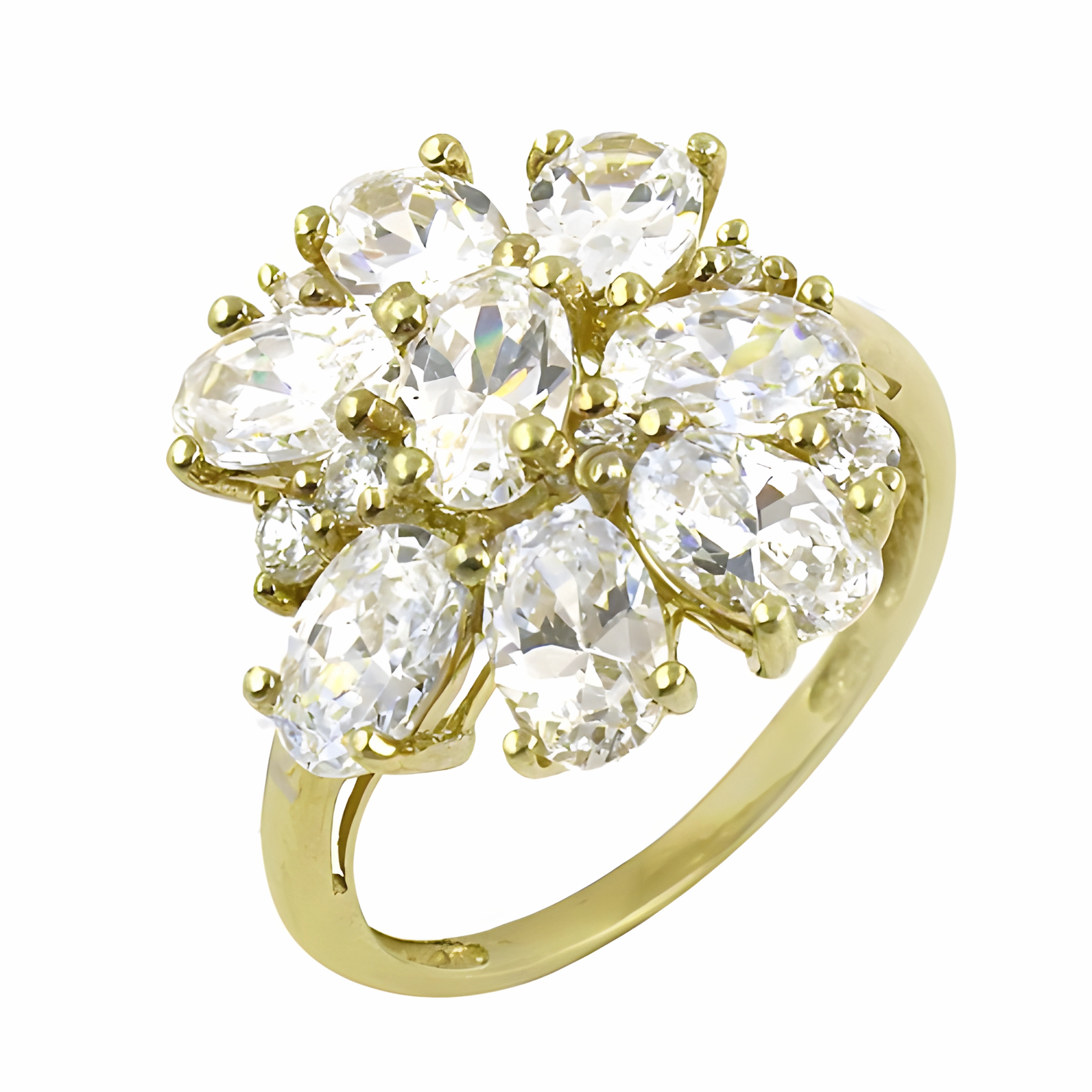 Superior Ornament Sentimental Style Elegant 925 Silver Gold Plated Ring with Classic Cubic Zirconia Gemstone