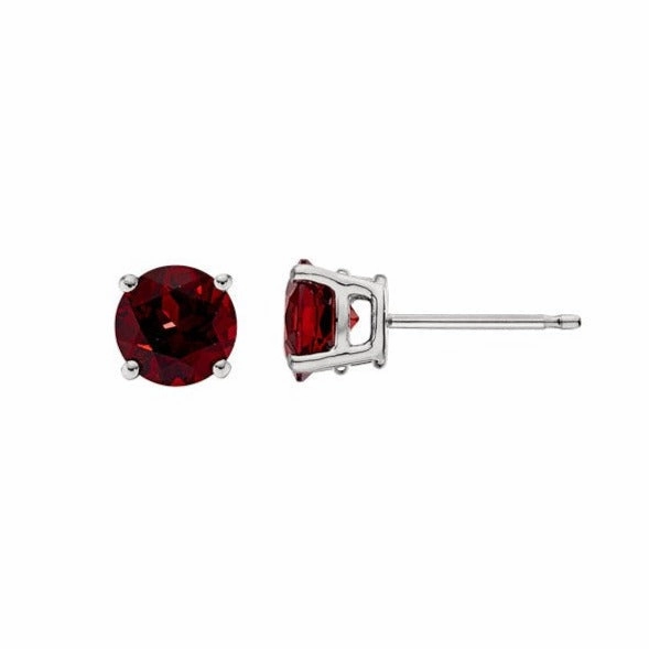 Secure Element Classic Birthstone Stud Earrings with Garnet Gemstone