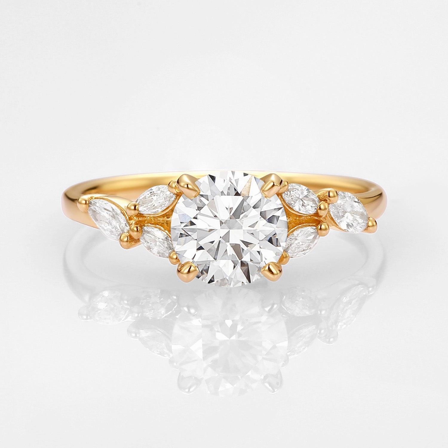 1.0ct Round Lab Grown Diamond Gold Engagement Ring Daring Look