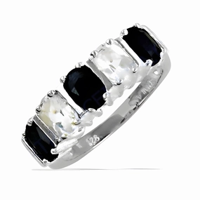 exquisite design Sparkling Product Elegant Black and White Cubic Zirconia Silver Ring - Charming Gemstone Jewelry
