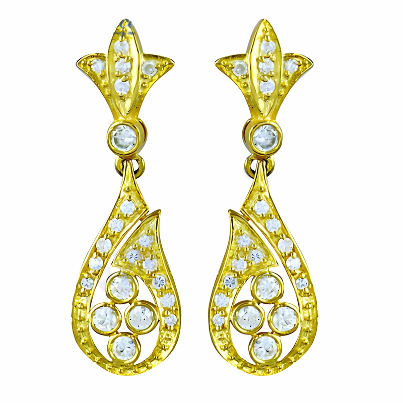 Sophisticated Creation Elegant CZ Gold Plated Silver Earrings - Perfect Party Wear Designer Jewelry
