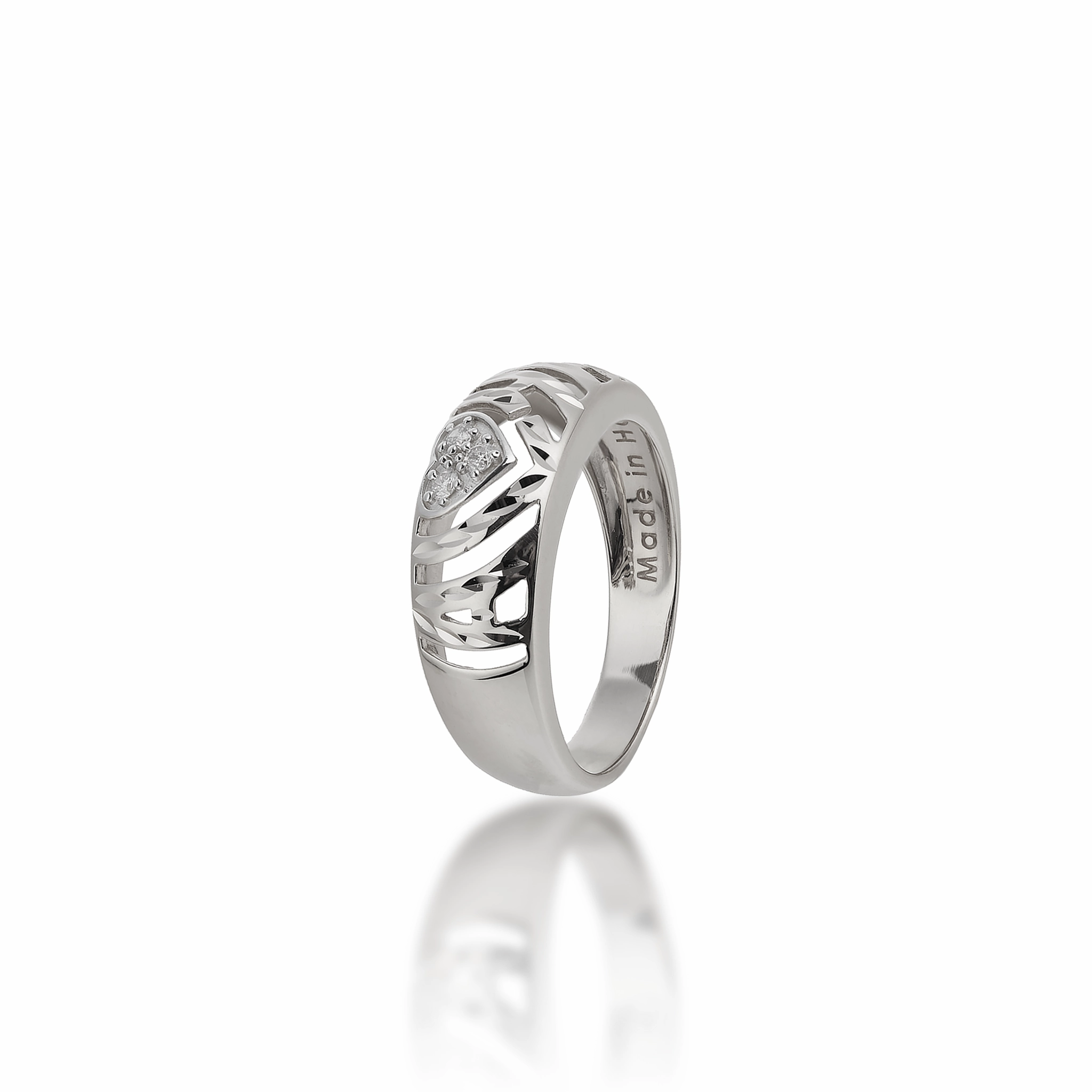 Daily Balance Amazing Work Aloha Heart Ring in White Gold with Diamonds - 8mm