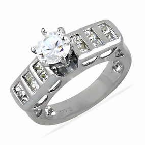 Elegant Fashionable Cubic Zirconia Gemstone 925 Sterling Silver Ring Beautiful Keepsake Polished Appearance