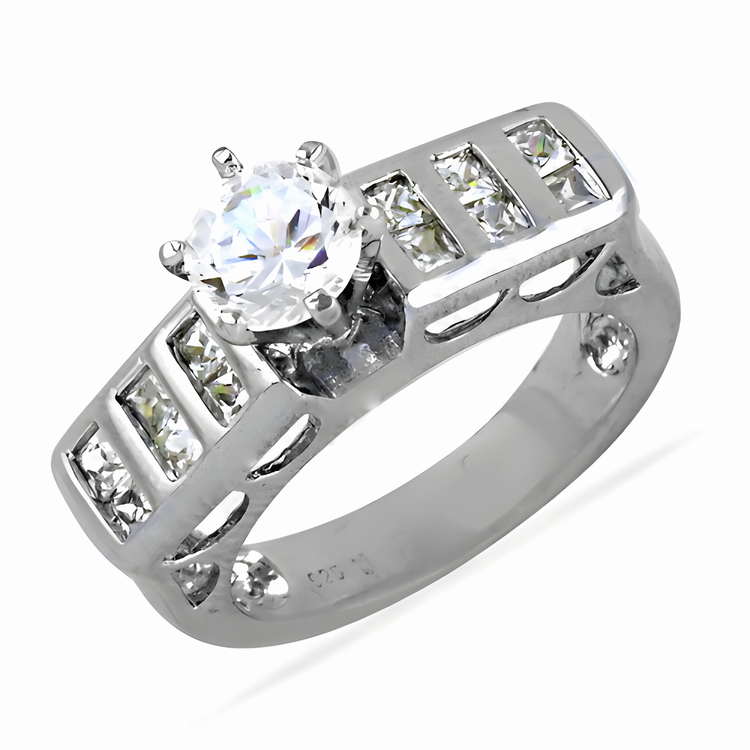 Elegant Fashionable Cubic Zirconia Gemstone 925 Sterling Silver Ring Beautiful Keepsake Polished Appearance