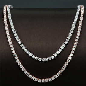 3 or 4mm Diamond Tennis Chain Necklace | S925 | Moissanite Trend Look Bold Feature