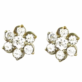 Elegant Gold-Plated Silver Earrings with Shining CZ Gemstones Oval Decoration Petite Item