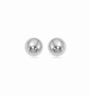 Luxury Design Ball Post Earrings 14K White Gold 6mm | Mullen Jewelers