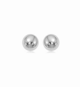 Luxury Design Ball Post Earrings 14K White Gold 6mm | Mullen Jewelers