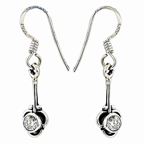 Vintage-Inspired Item Elegant Long Silver Earrings with Cubic Zirconia a??? Stylish Jewelry for Women