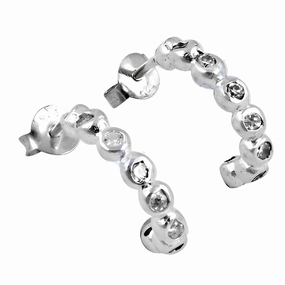 Elegant Luxury Cubic Zirconia Gemstone 925 Sterling Silver Earrings - Graceful CZ Jewelry Magnificent Accent Shiny Accent