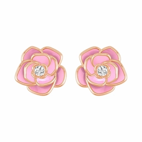 ??Blossom of Compassion?? Breast Cancer Awareness Stud Earrings Stunning Style Shiny Finish