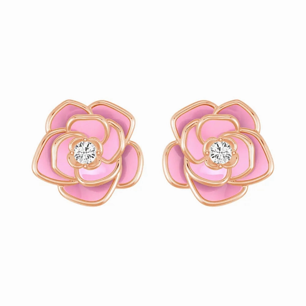 ??Blossom of Compassion?? Breast Cancer Awareness Stud Earrings Stunning Style Shiny Finish