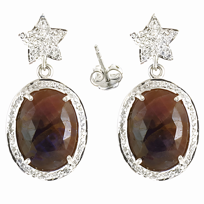 Secure Decor Elegant Party Wear CZ Died Ruby Silver Earrings - Shop Now