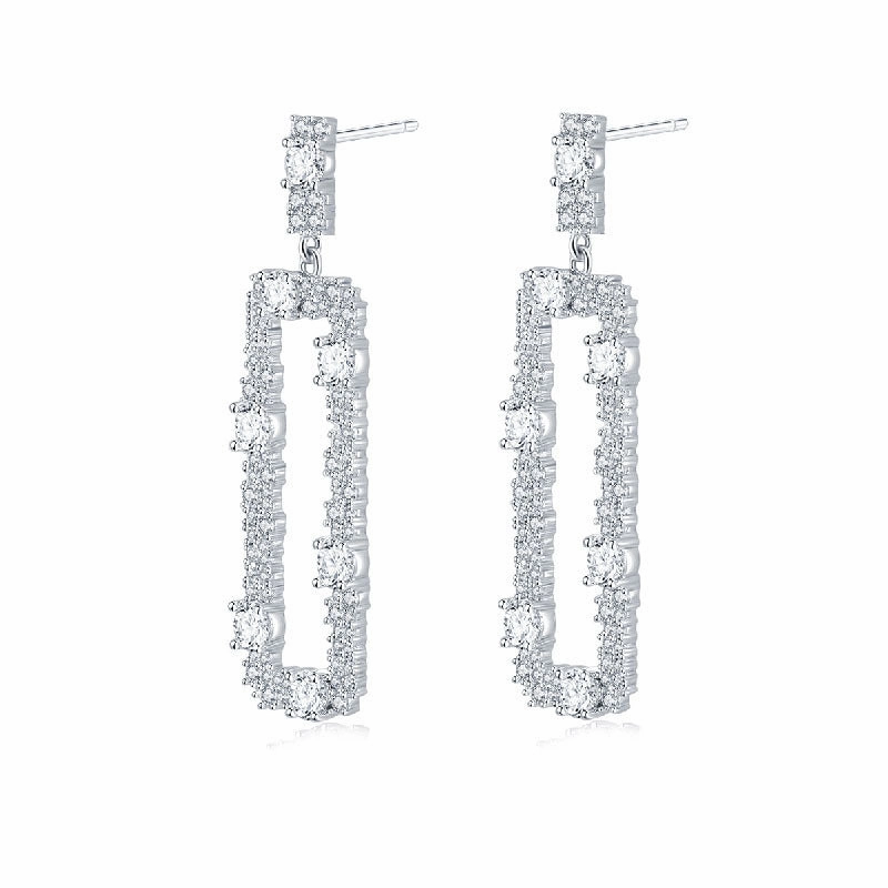 Elegant Rectangular Drop Earrings with Cubic Zirconia Gorgeous Option Daily Accent
