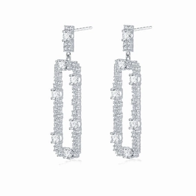 Luxury Outfit Elegant Rectangular Drop Earrings with Cubic Zirconia