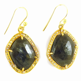 Elegant Sapphire CZ Silver Earrings with Gold Plating for Weddings Bohemian Piece