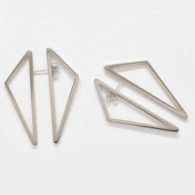Double-Sided Silver Geometric Triangle Earrings Chic Must-Have