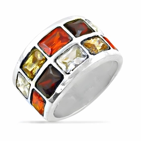 Day Out Stunning Multi-Color CZ Gemstone Silver Ring - Perfect for Any Occasion