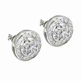 Chic Option Trendy Finish Elegant Silver Cubic Zirconia Stud Earrings - Fancy CZ Earrings